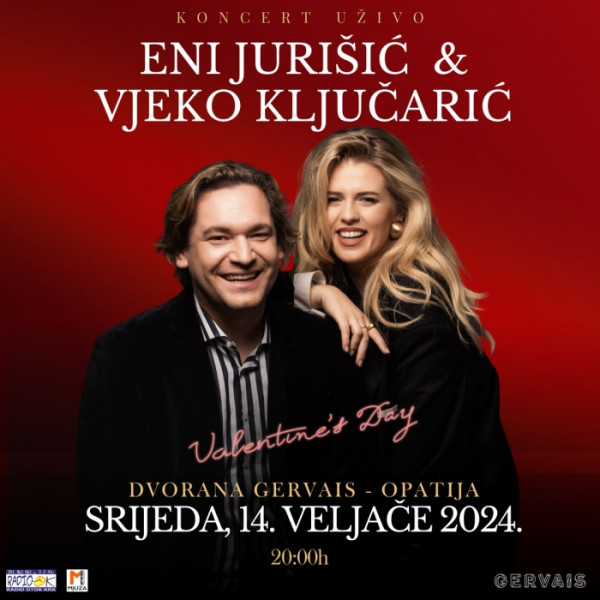 Ulaznice za VALENTINOVO U GERVAISU: ENI JURIŠIĆ I VJEKO KLJUČARIĆ, 14.02.2024 u 20:00 u Centar Gervais