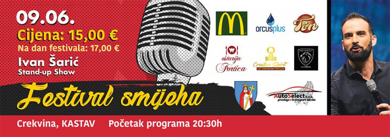 Tickets for Festival smijeha: Ivan Šarić, 09.06.2023 um 20:30 at Trg Crekvina, Kastav