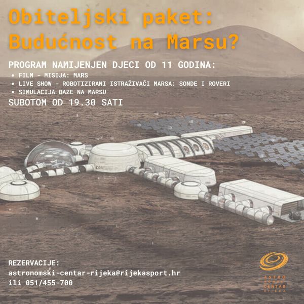 Ulaznice za Budućnost na Marsu?, 15.01.2022 u 18:00 u Astronomski centar Rijeka