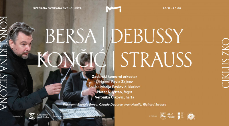 Ulaznice za ZKO: Bersa, Debussy, Končić, Strauss, 20.11.2023 u 20:00 u Svečana dvorana Sveučilišta