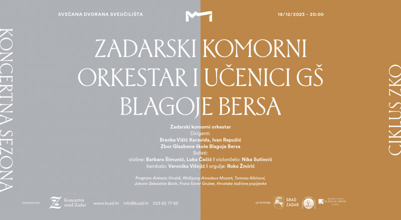 Tickets for ZKO i učenici zadarskih glazbenih škola, 18.12.2023 on the 20:00 at Svečana dvorana Sveučilišta