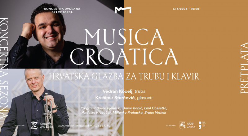 Ulaznice za Musica croatica, 05.03.2024 u 20:00 u Koncertna dvorana braće Bersa