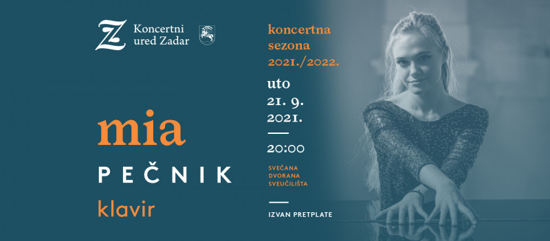 Ulaznice za Mia Pečnik, klavir, 21.09.2021 u 20:00 u Svečana dvorana Sveučilišta