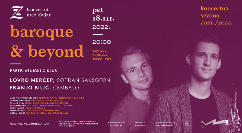 Tickets for Lovro Merčep & Franjo Bilić, 18.03.2022 on the 20:00 at Svečana dvorana Sveučilišta