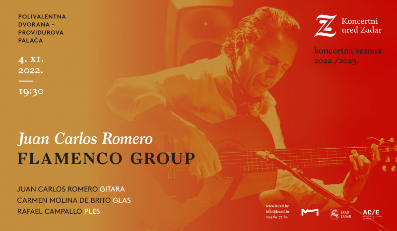Tickets for Juan Carlos Romero Flamenco Group, 04.11.2022 on the 19:30 at Polivalentna dvorana - Providurova palača
